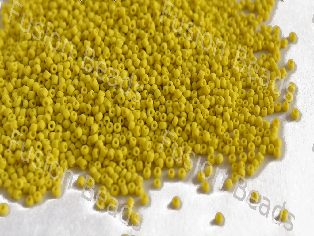 Opaque Frosted Yellow Round Rocailles Seed Beads | The Design Cart (10682572179)