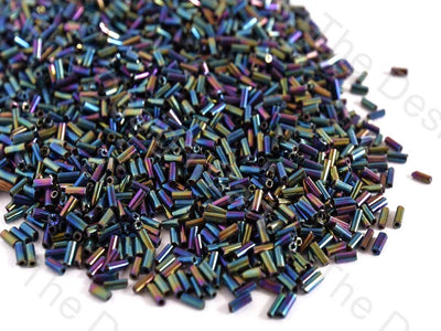 Opaque Rainbow Black Pipe / Bugle Glass Beads (10648956179)