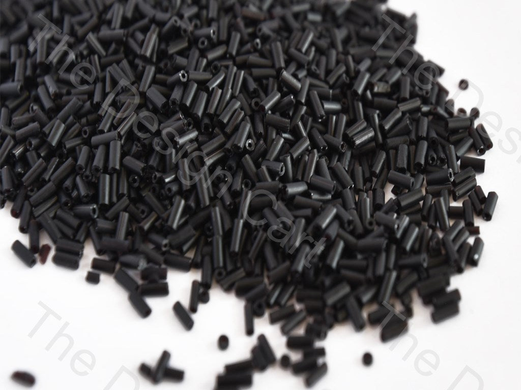 Opaque Frosted Black Pipe / Bugle Glass Beads (10685431955)