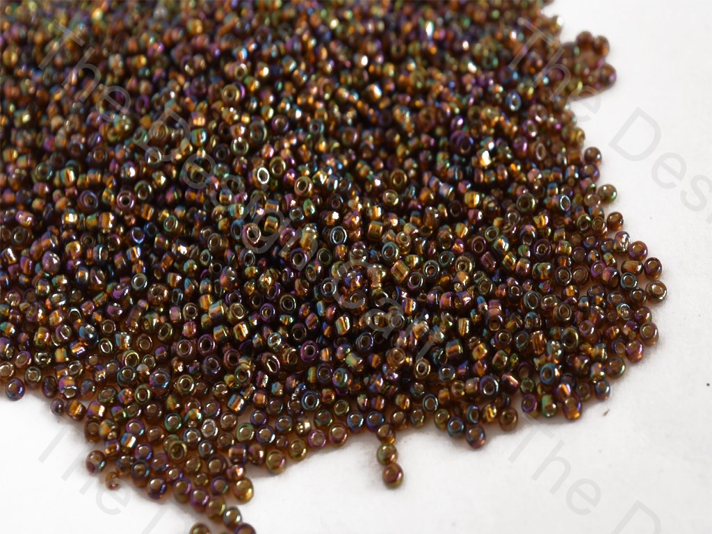 Transparent Rainbow Brown / Topaz Round Rocailles Seed Beads | The Design Cart (10590114003)