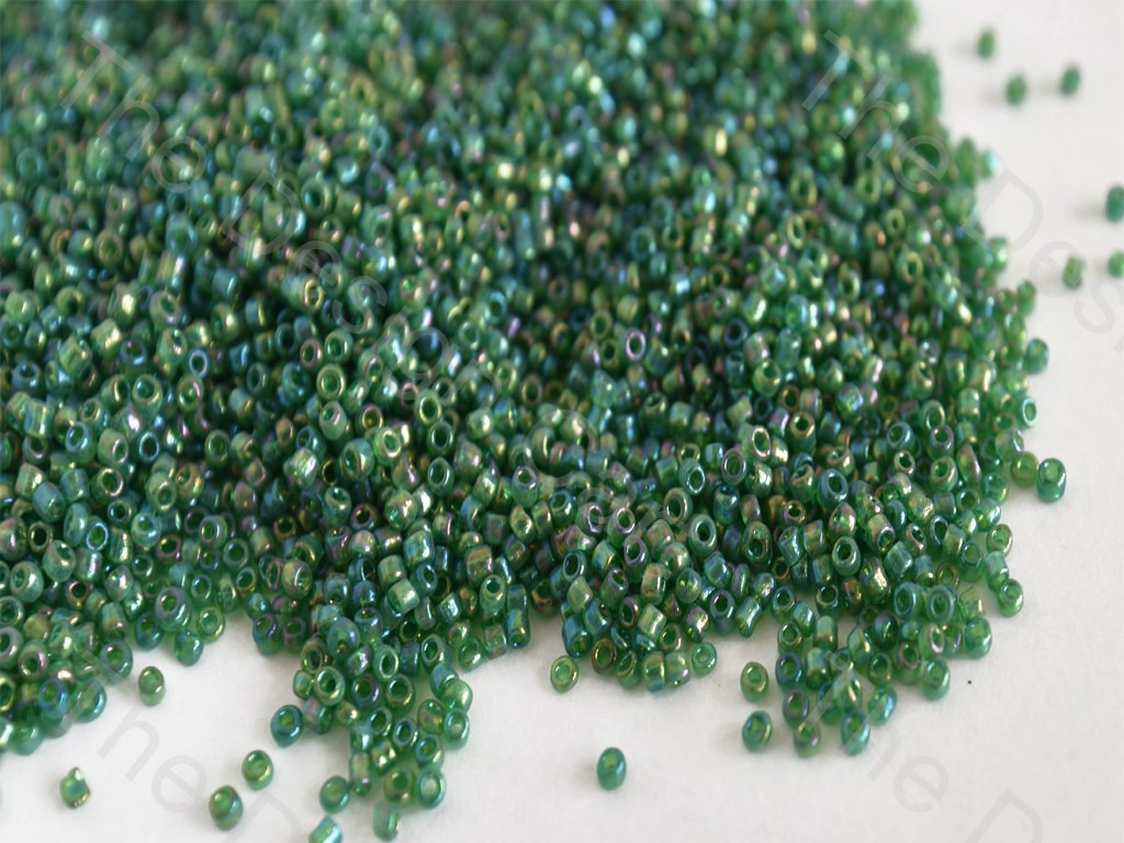 Transparent Rainbow Green Round Rocailles Seed Beads | The Design Cart (10590103443)