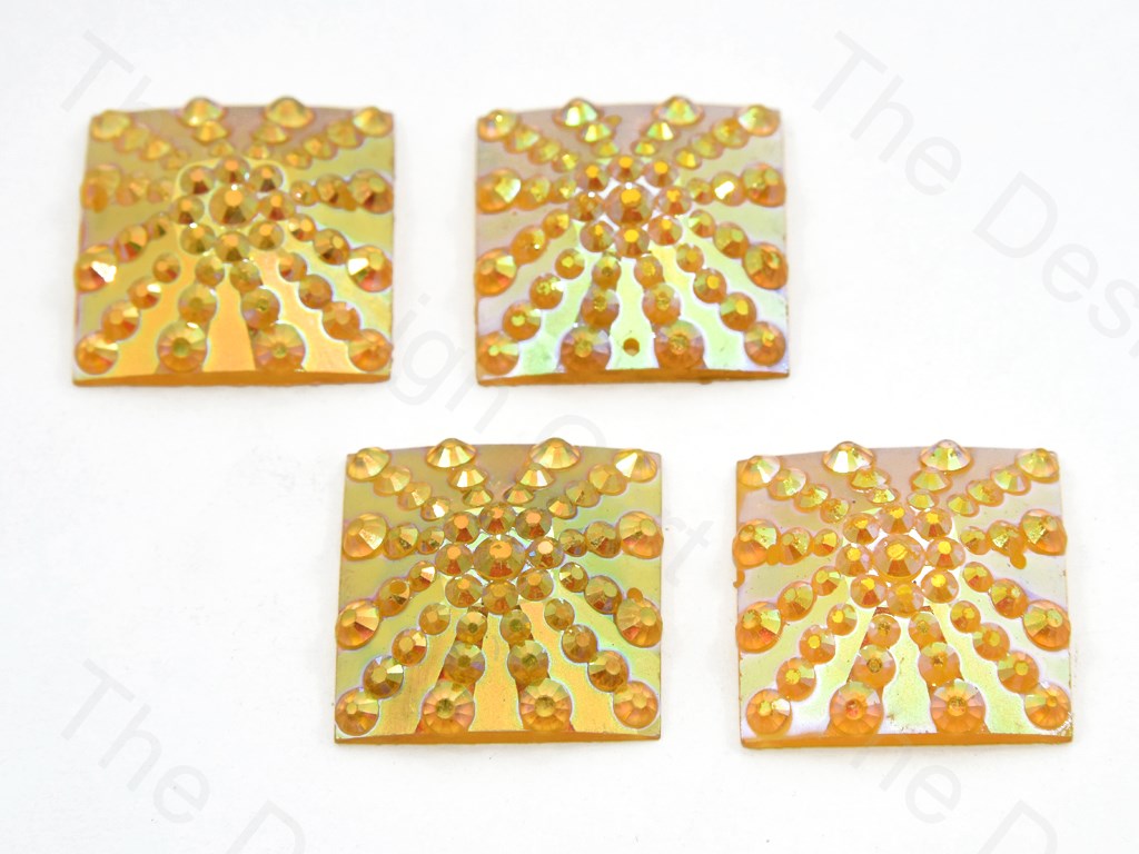 Golden Metallic Rainbow Square Sugar Resin Stone (439157915682)