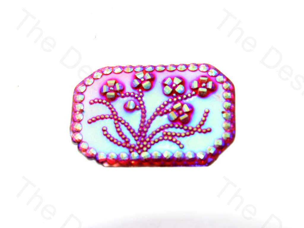 Flower Design Purple Rainbow Octagonal Sugar Resin Stone (439158964258)