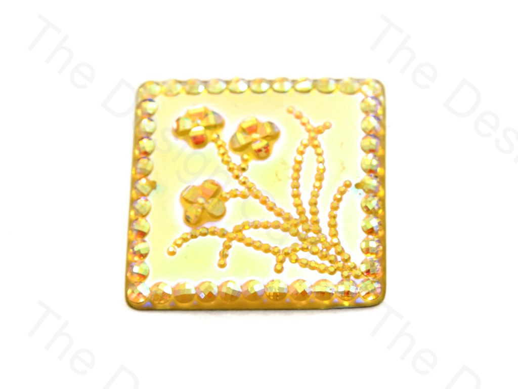 Flower Design Golden Rainbow Square Sugar Resin Stone (439158997026)