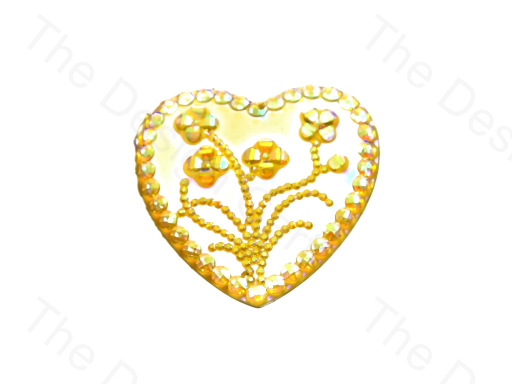 Flower Design Golden Rainbow Heart Sugar Resin Stone (439159029794)