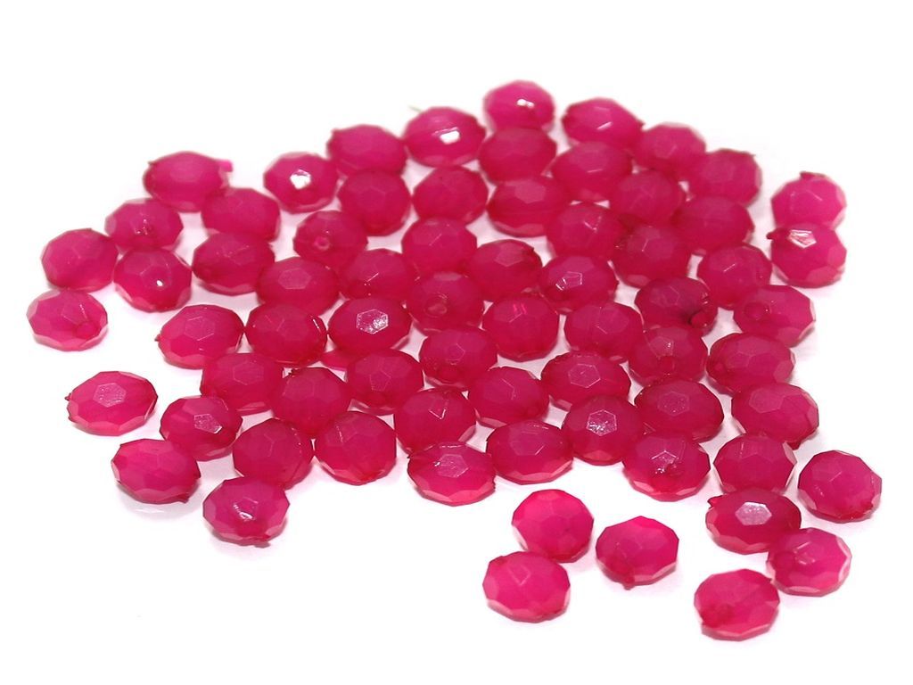 Hot Pink Rondelle Faceted Acrylic Beads | The Design Cart (1551842279458)