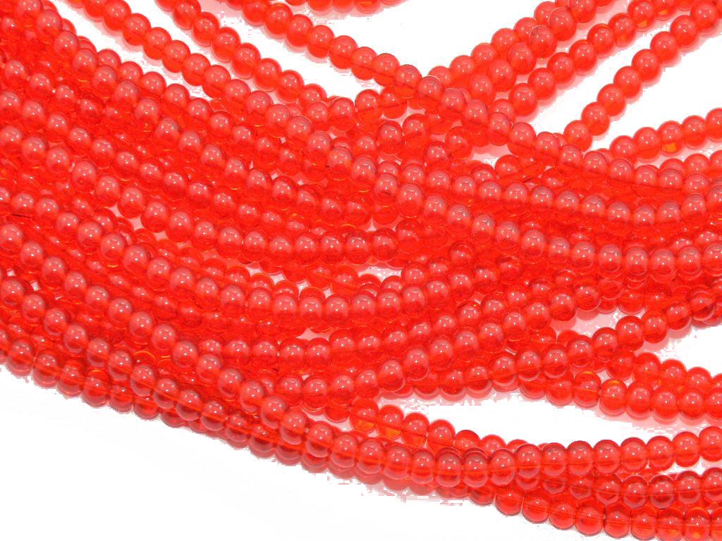 Red Round Pressed Glass Beads Strings (434687672354)