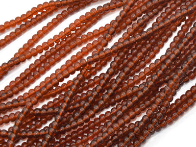 Brown Round Pressed Glass Beads Strings (434687770658)