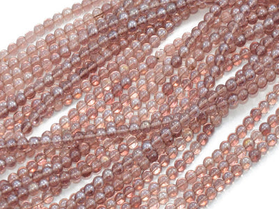 Light Brown Round Pressed Glass Beads Strings (434687967266)