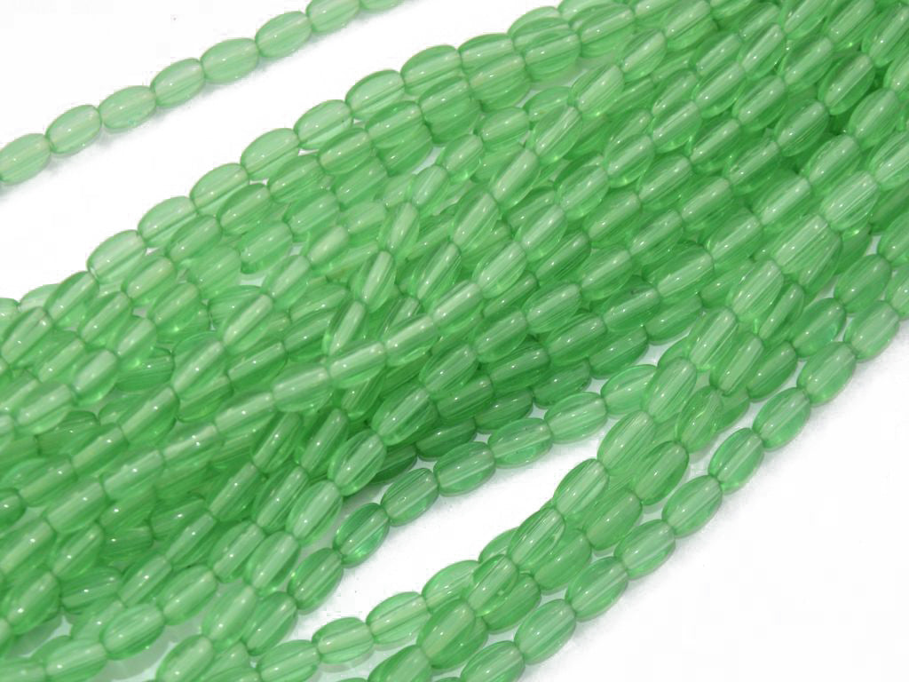 Sea Green Oval Pressed Glass Beads Strings (434688032802)