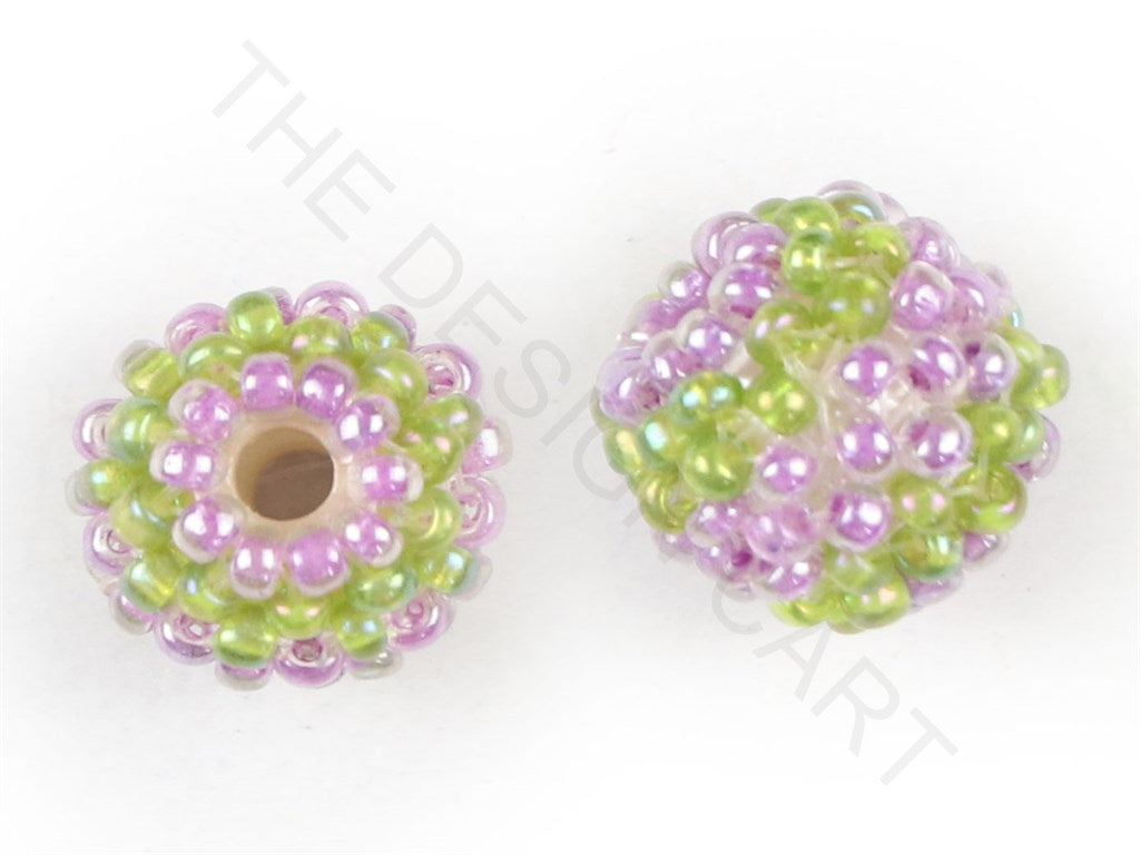 Green Purple Woven Beaded Beads | The Design Cart (3765715238946)