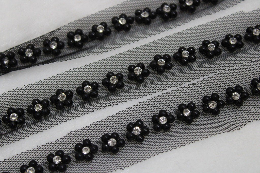 black-floral-pearl-handwork-trim
