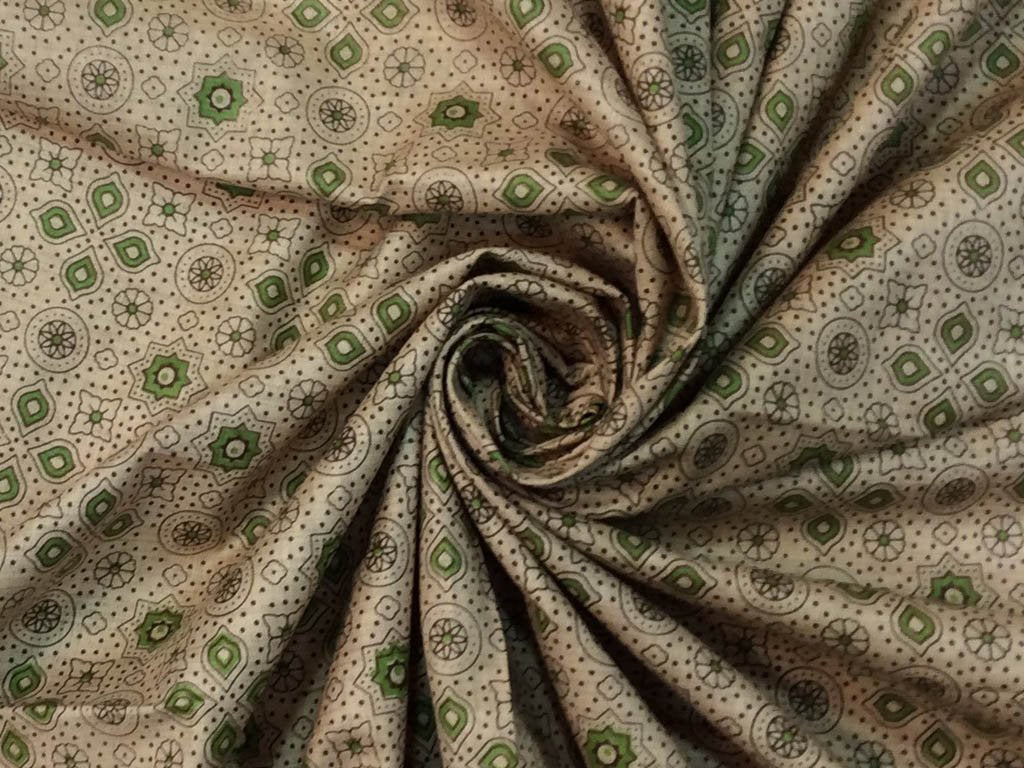 beige-green-floral-objects-printed-khadi-fabric
