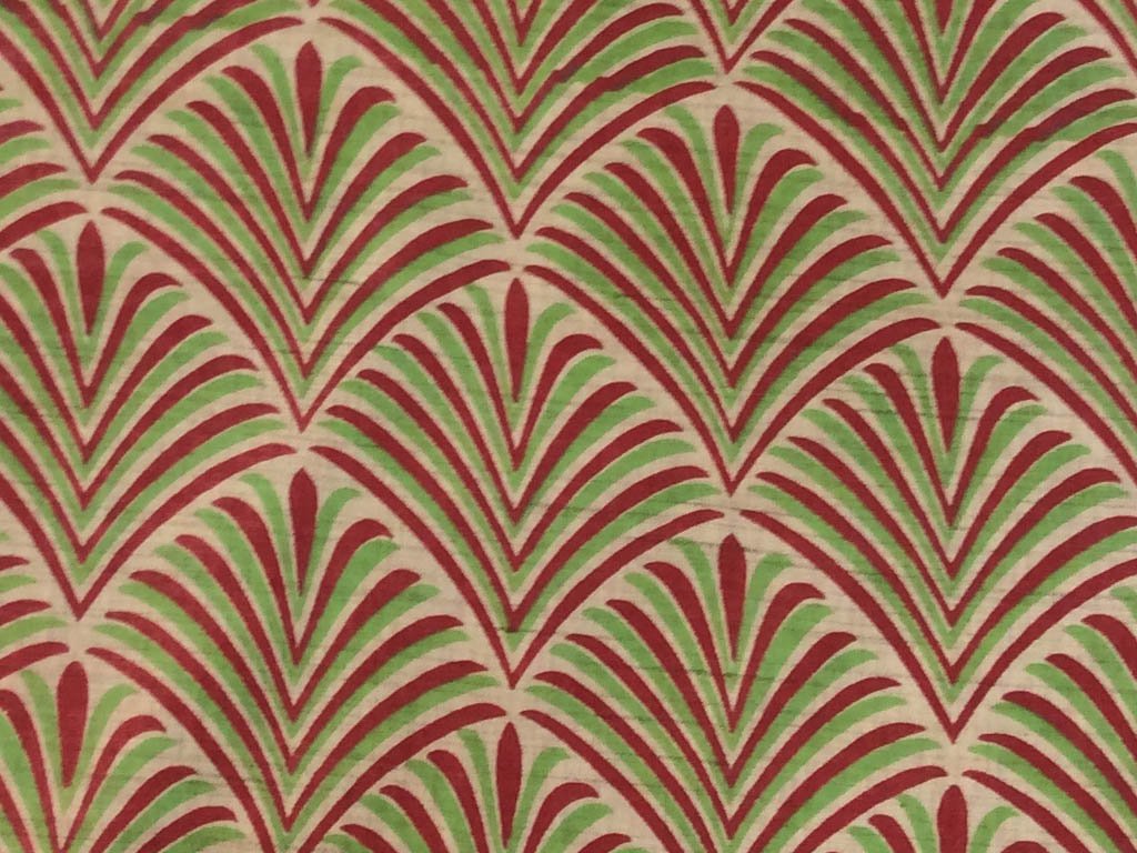 beige-red-green-leaves-printed-khadi-fabric