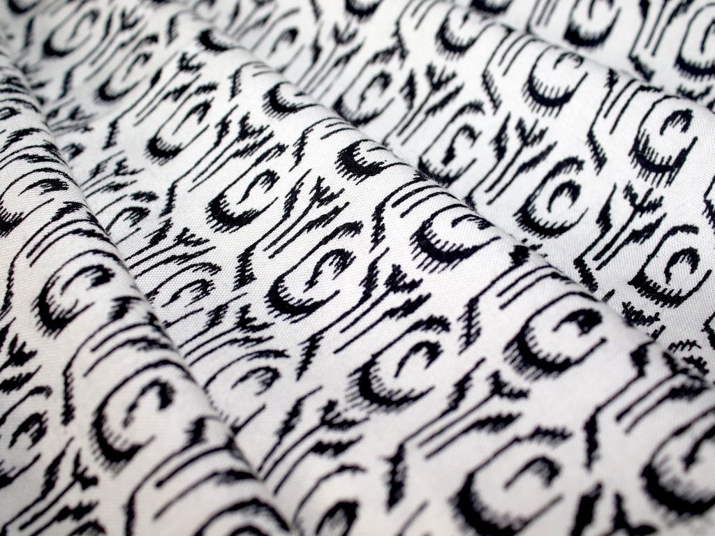 Black Abstract Design Pure Rayon Fabric | The Design Cart (4356177395781)