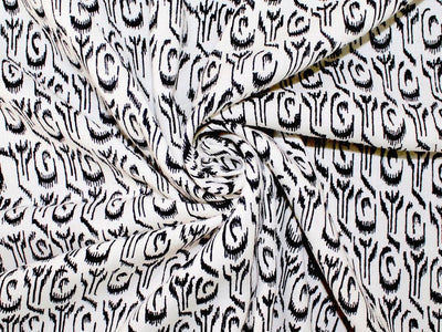 Black Abstract Design Pure Rayon Fabric | The Design Cart (4356177395781)