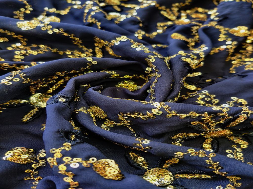 black-heavy-embellished-golden-sequinned-georgette-fabric