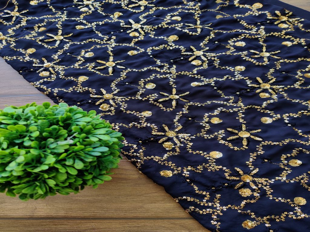 black-heavy-embellished-golden-sequinned-georgette-fabric