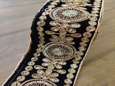 black-velvet-lace-with-copper-dori-golden-sequins