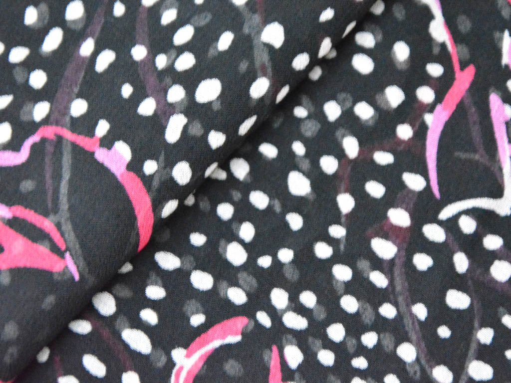 black-white-polka-pink-floral-digital-printed-georgette-fabric