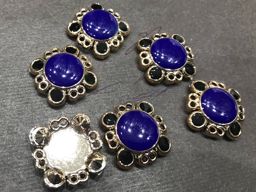 blue-square-plastic-stone-with-silver-ccb-frame-enamel-fill-21-mm