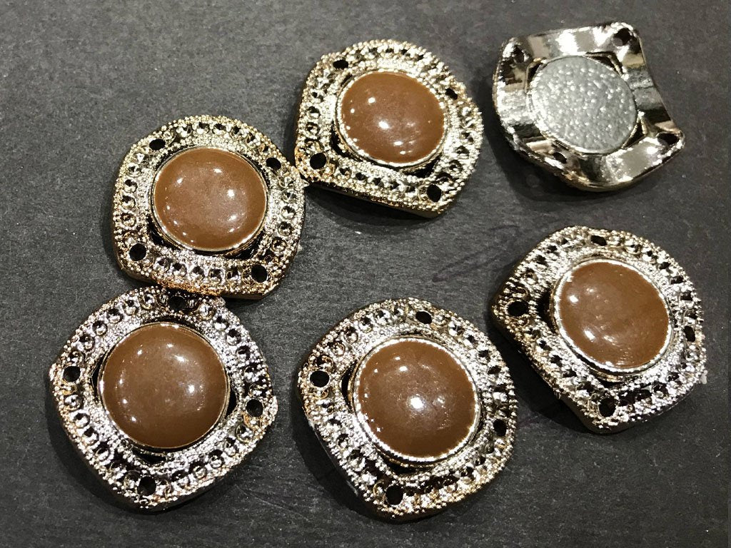 brown-square-plastic-stone-with-ccb-frame-enamel-fill-23-mm