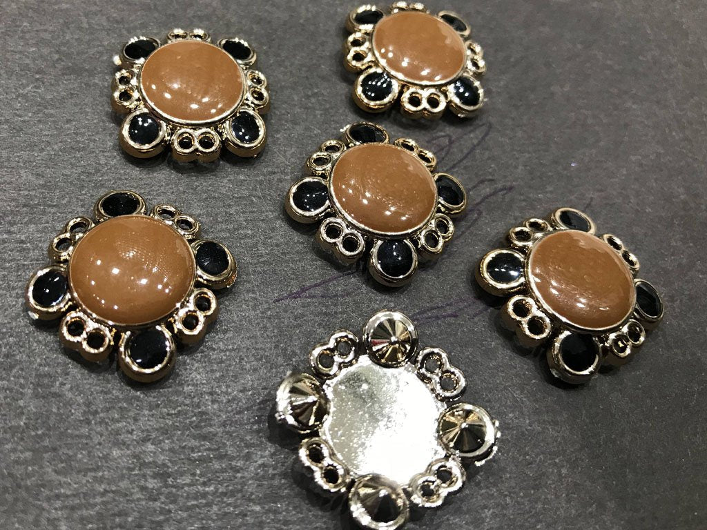 brown-square-plastic-stone-with-silver-ccb-frame-enamel-fill-21-mm