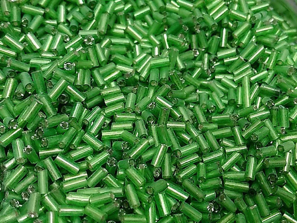 green-silverline-pipe-bugle-glass-seed-beads