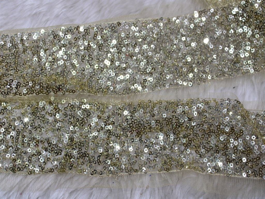 Water Gold Sequins Work Embroidered Borders | The Design Cart (3681375289378)