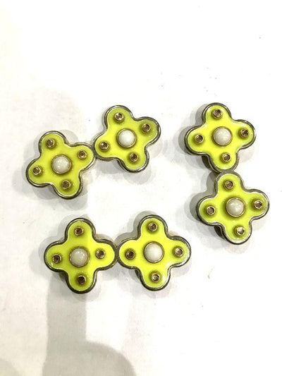 connected-metal-pieces-with-enamel-fillyellow-neon-green