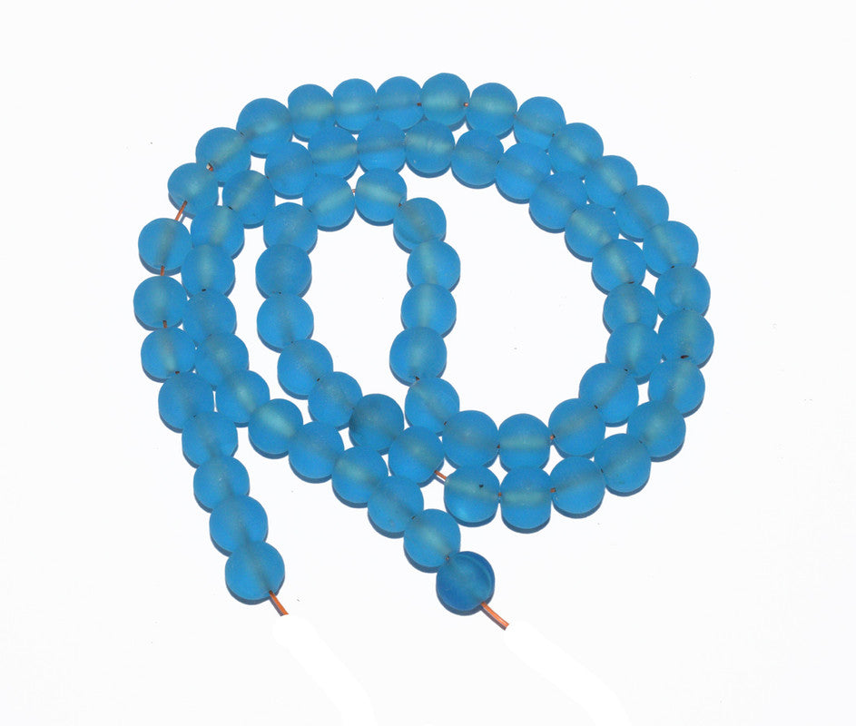 Light Sky Blue Frosted Round Beads