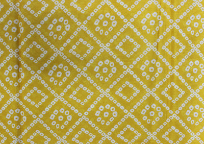 Yellow Traditional Viscose Chinon Digital Printed Fabric