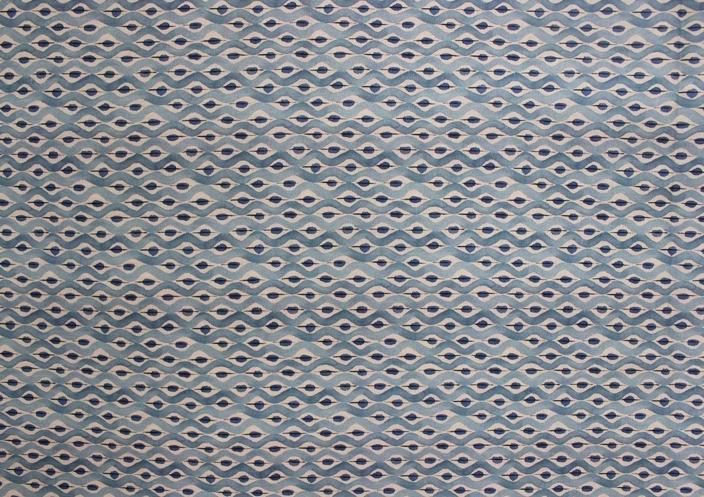 Blue Abstract Digital Printed Cotton Slub Fabric
