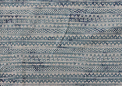 Blue Traditional Digital Printed Cotton Slub Fabric