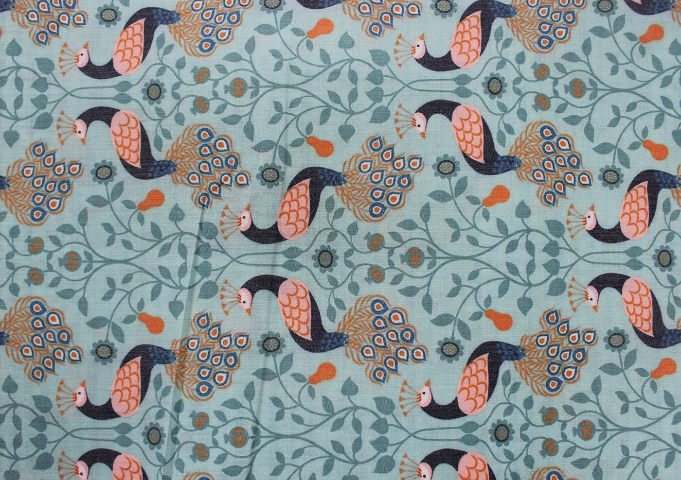 Mint Green Traditional Digital Printed Cotton Slub Fabric