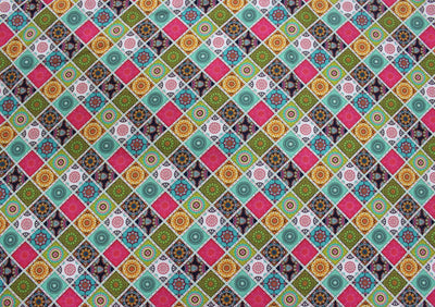 Multicolor Checks Digital Printed Cotton Slub Fabric