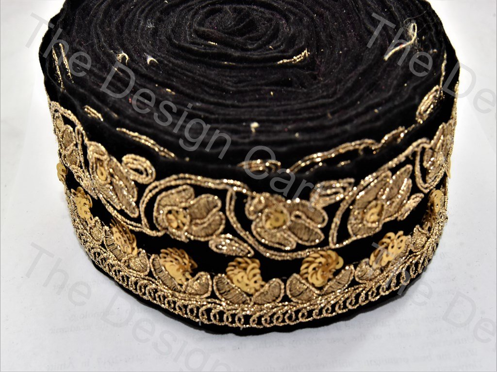 Black Velvet and Golden Flower Design Border (578551939106)