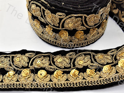 Black Velvet and Golden Flower Design Border - The Design Cart (578551939106)