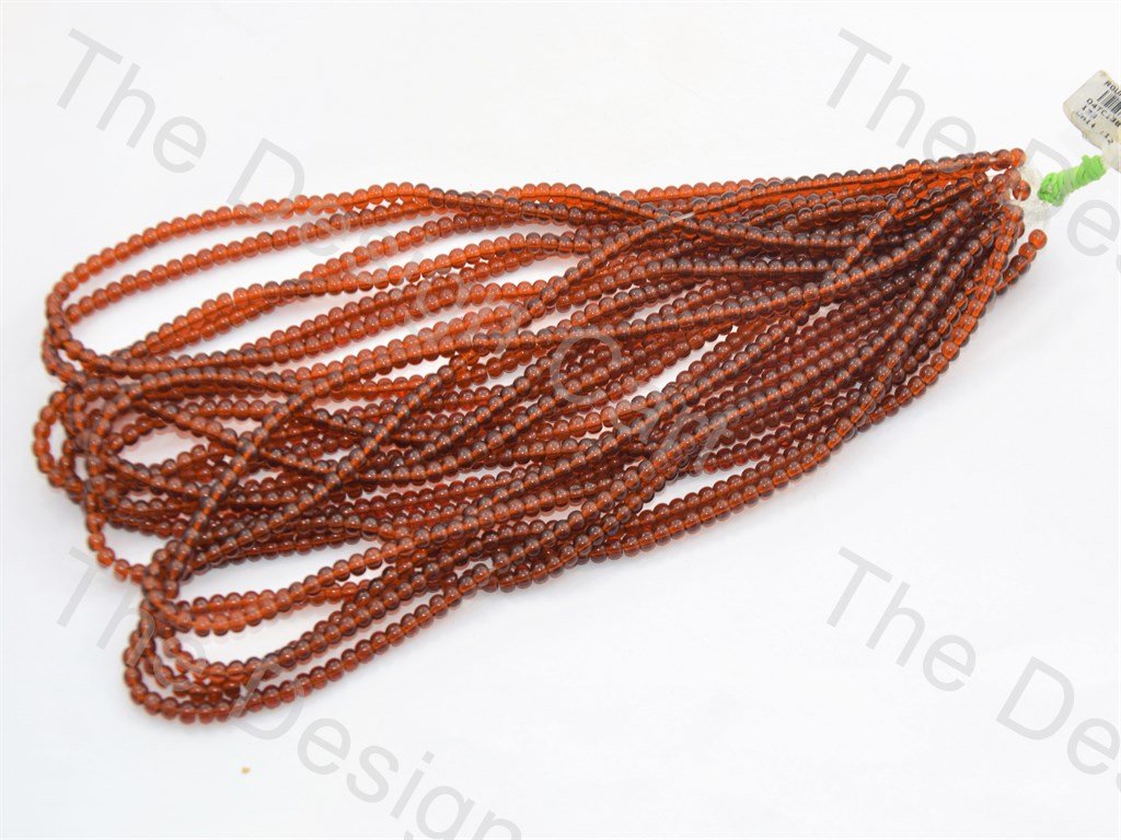 Brown Round Pressed Glass Beads Strings - The Design Cart (434687770658)