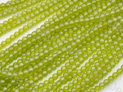 Peridot / Olive Green Round Pressed Glass Beads Strings (434688000034)