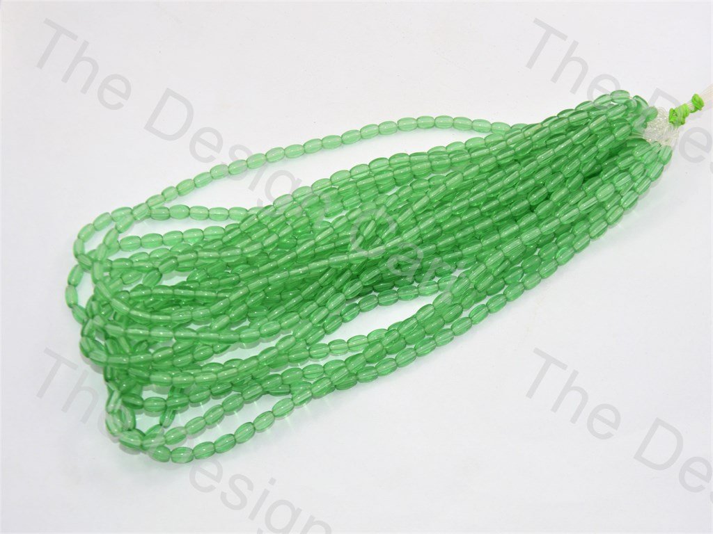 Sea Green Oval Pressed Glass Beads Strings - The Design Cart (434688032802)