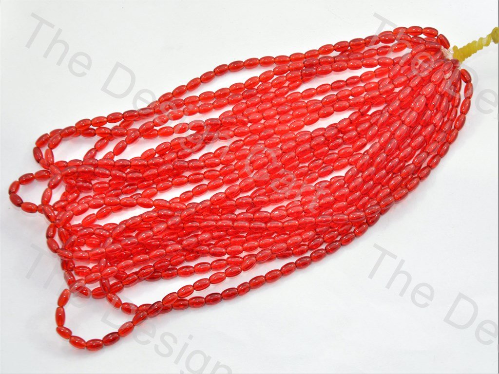 Red Oval Pressed Glass Beads Strings - The Design Cart (434688098338)