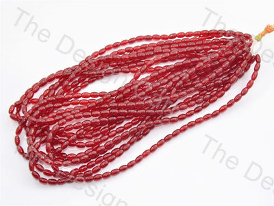 Maroon Oval Pressed Glass Beads Strings - The Design Cart (434688131106)