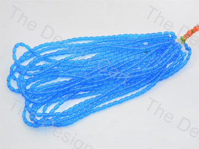 Blue Oval Pressed Glass Beads Strings - The Design Cart (434688196642)