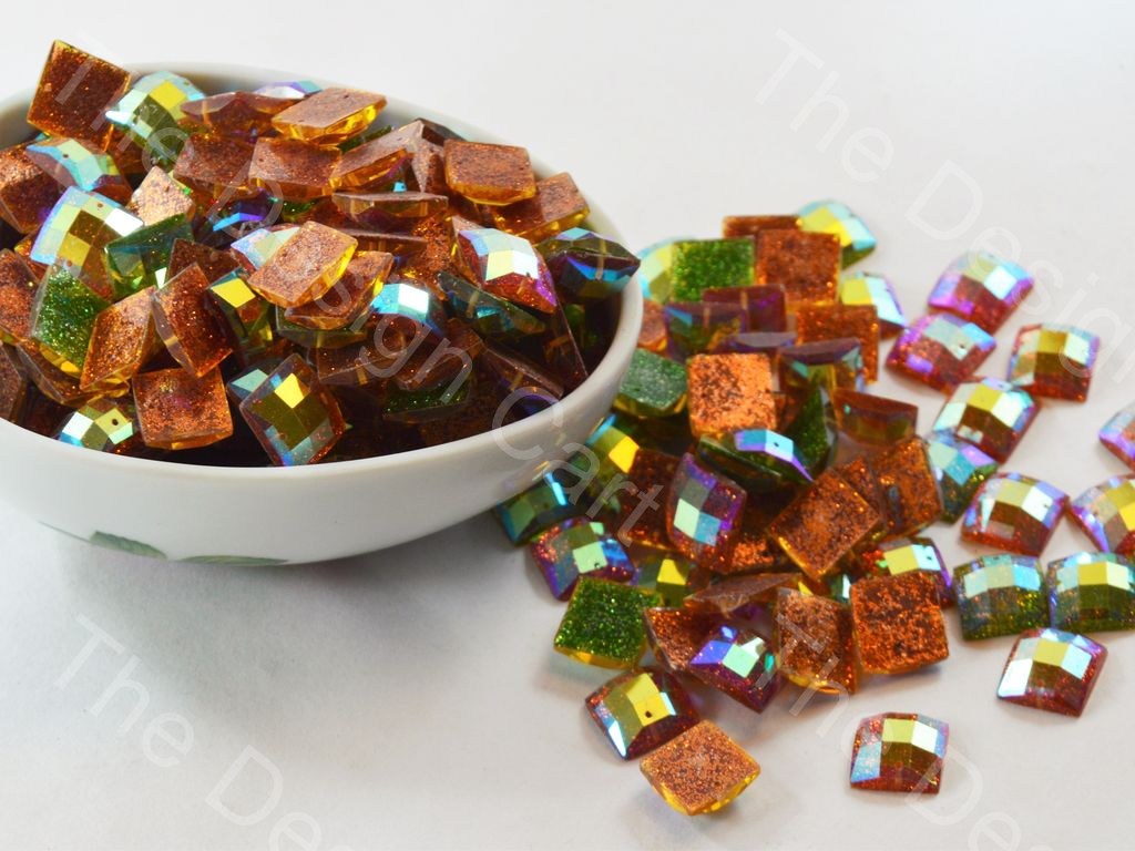 Faceted Orange Rainbow Square Acrylic Stones | The Design Cart (1496940347426)