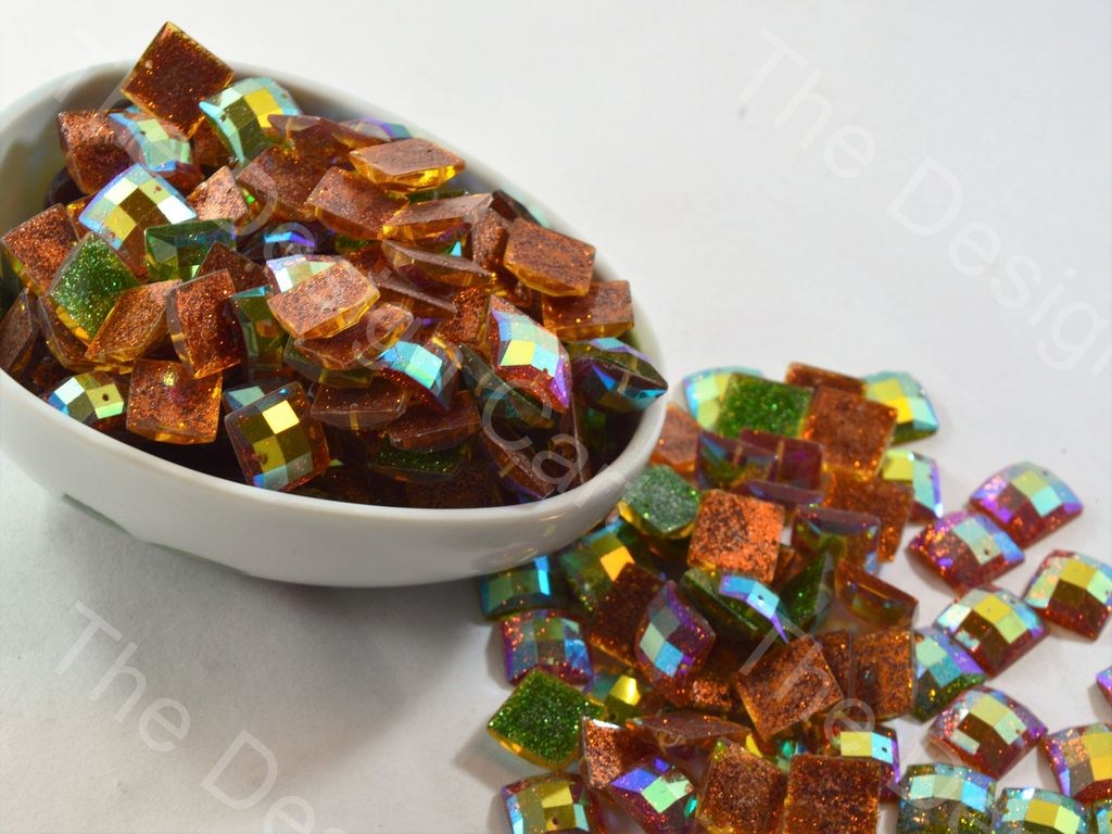 Faceted Orange Rainbow Square Acrylic Stones | The Design Cart (1496940347426)