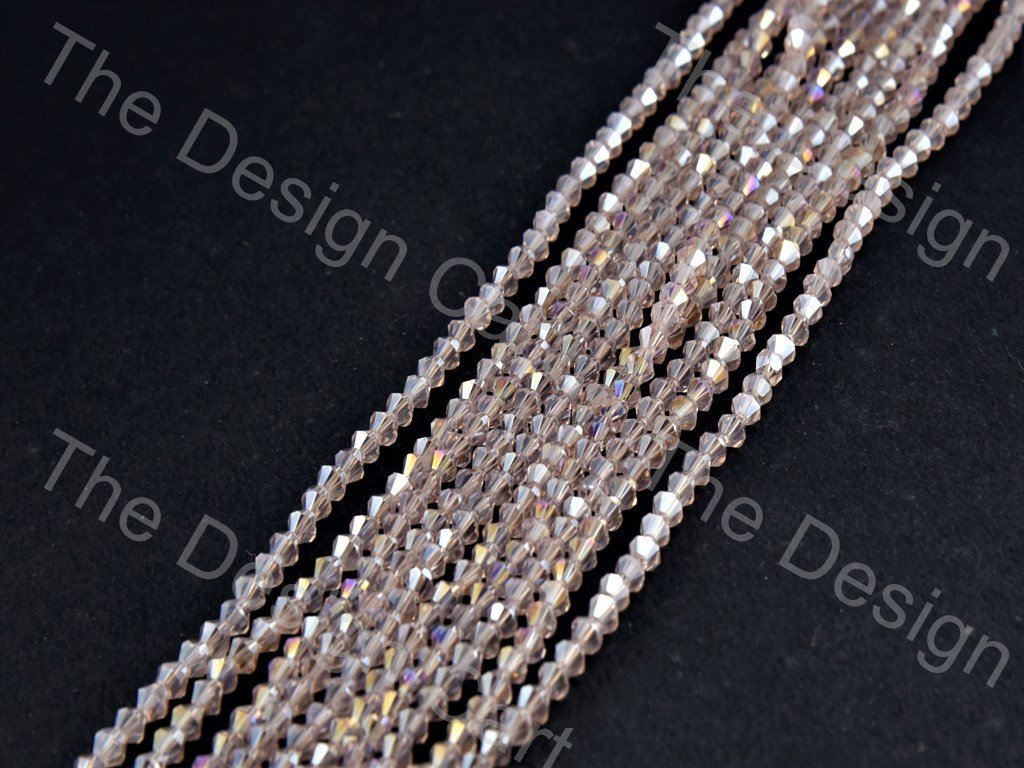 Baby Pink Rainbow Transparent Bicone Crystal Beads (399624241186)
