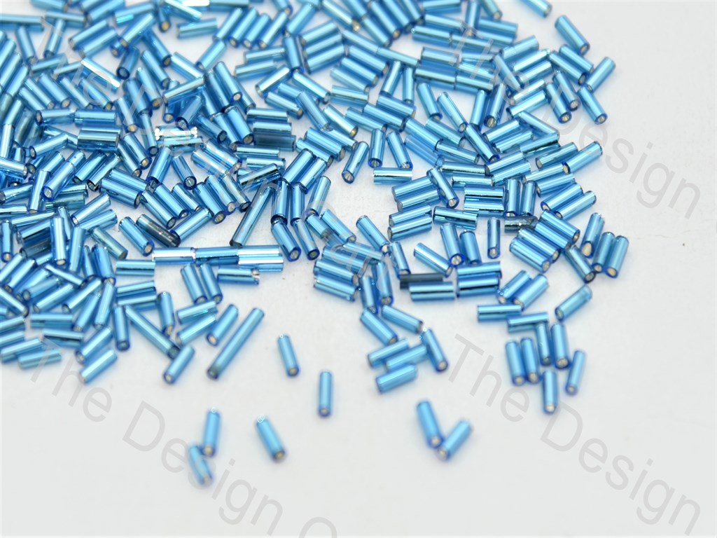 Sky Blue Transparent Luster Bugle / Pipe Beads (1620431208482)