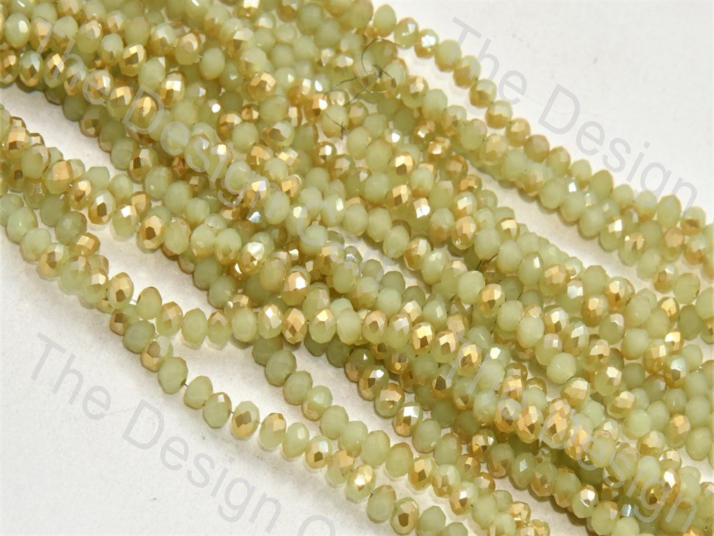 Olive Green Golden Dual Tone Tyre / Rondelle Shaped Crystal Bead (421738414114)