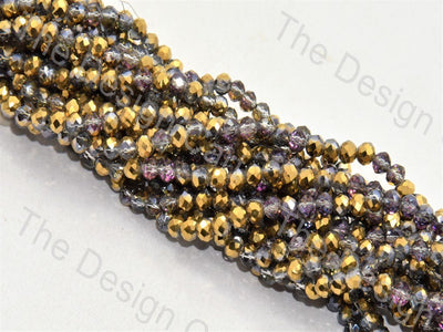 Golden Gray Dual Tone Tyre / Rondelle Shaped Crystal Bead (421738577954)